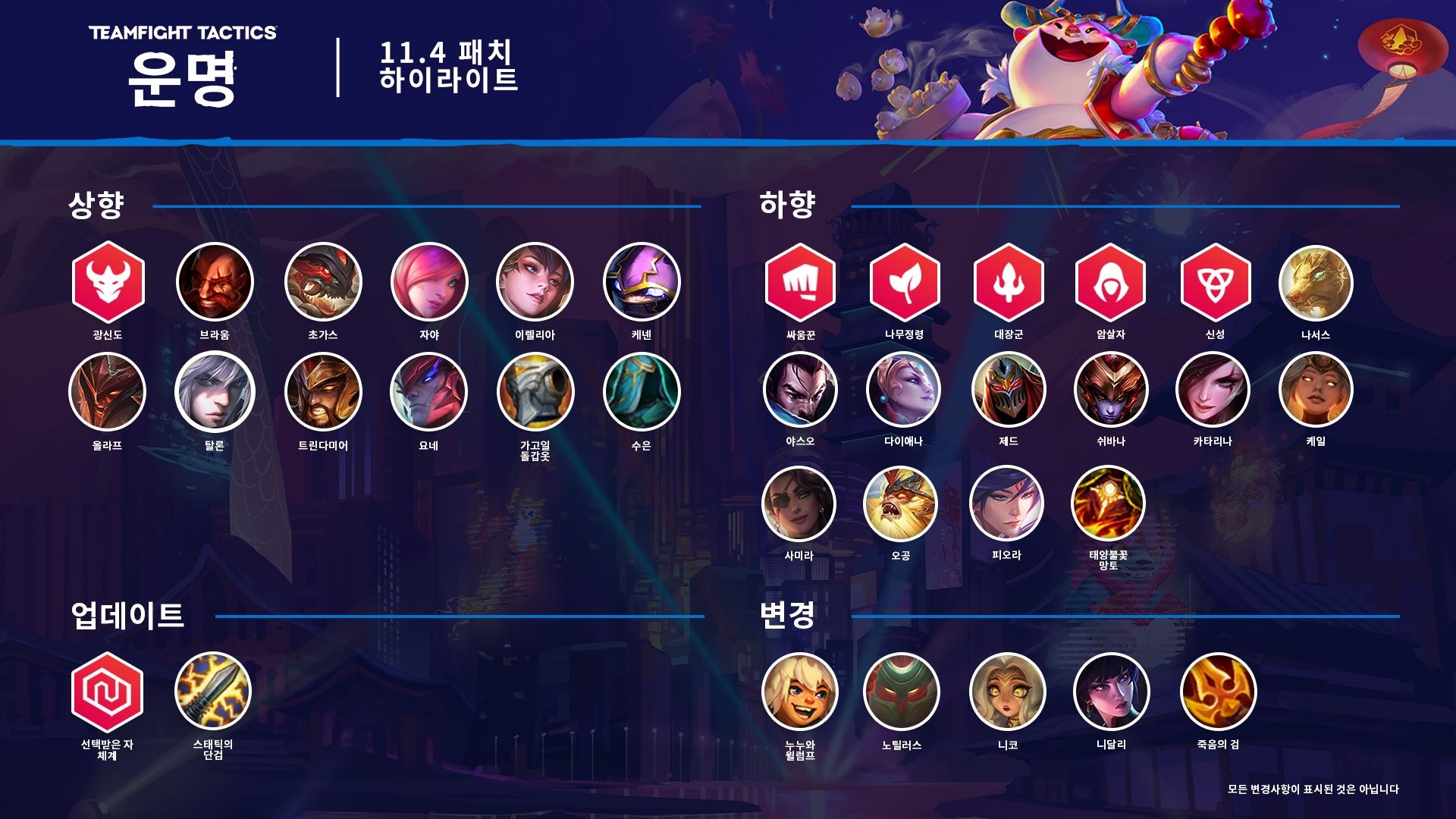  롤토체스 11.4 전략적 팀 전투 패치 노트