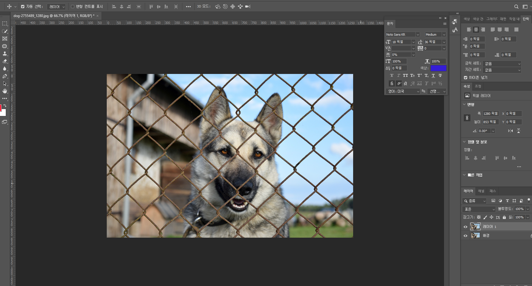 포토샵 철조망 지우기 이미지 부분 제거 02