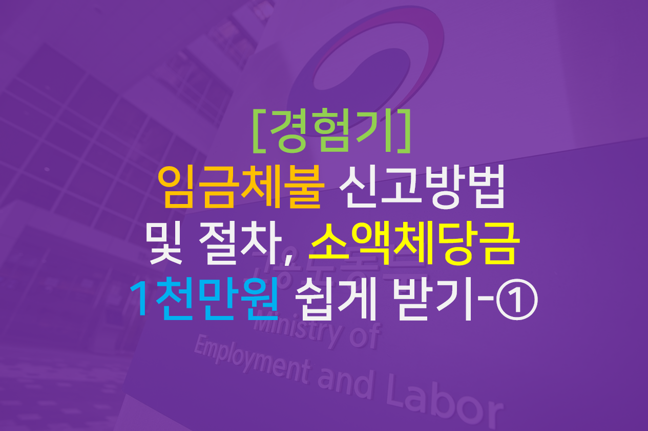  [경험] 노동청 임금체불 신고 방법 및 절차, 소액체당금 쉽게 받기- ①