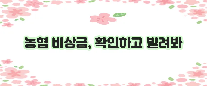 농협 비상금대출 조건과 금리 모든 것을 알려드립니다!