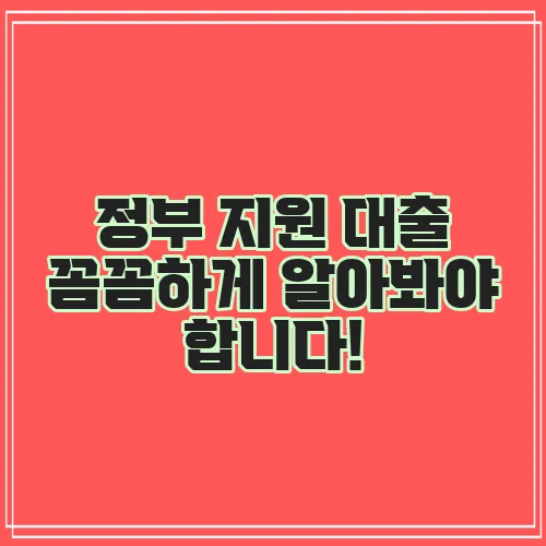 정부 지원 대출 꼼꼼하게 알아봐야 합니다!