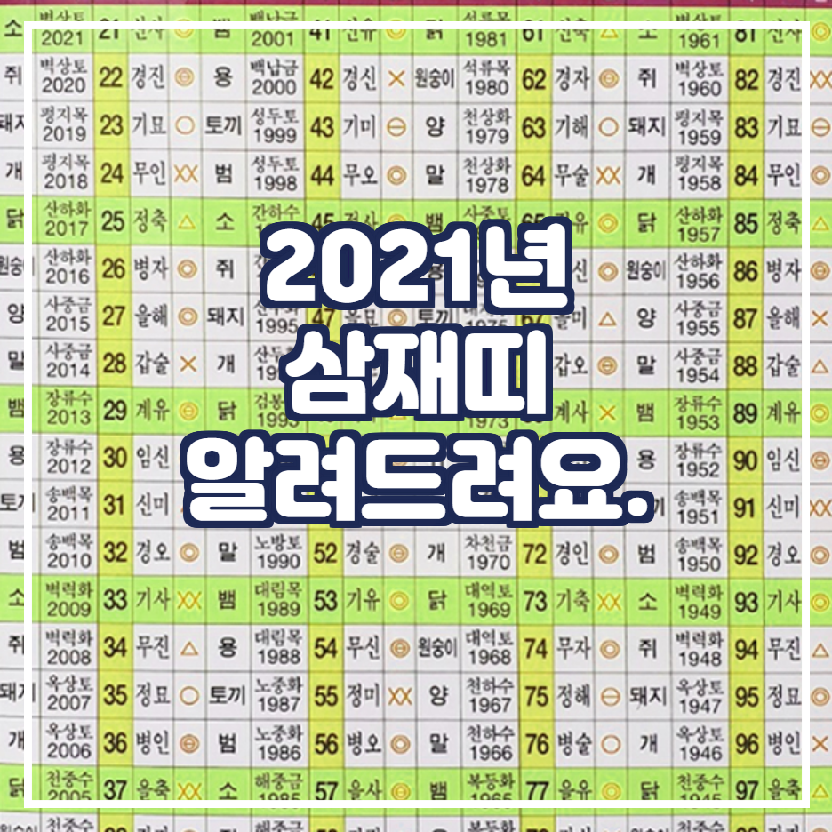  2021년 삼재띠 알려드려요