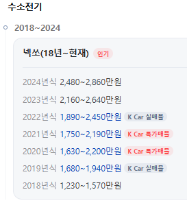 넥쏘-중고차-시세