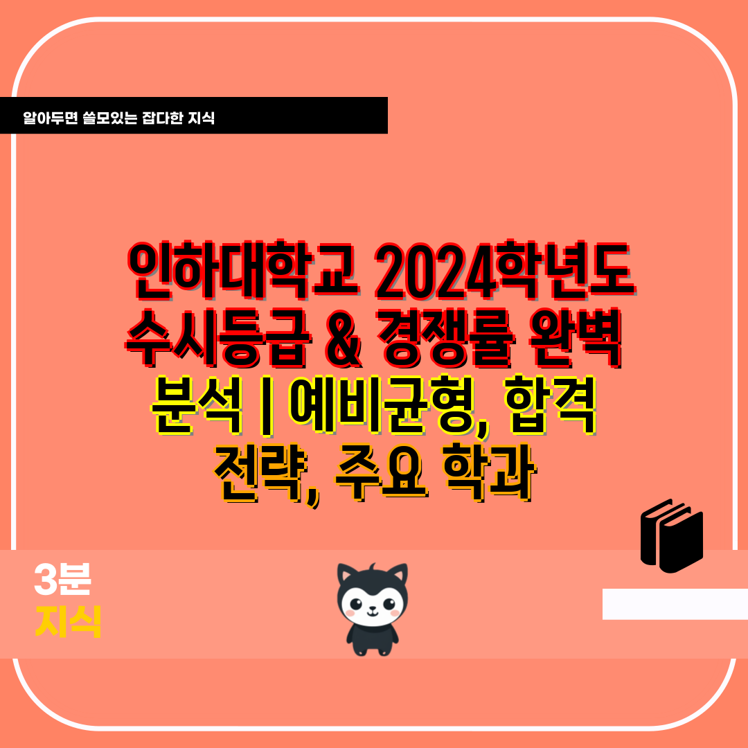  인하대학교 2024학년도 수시등급 & 경쟁률 완벽 분