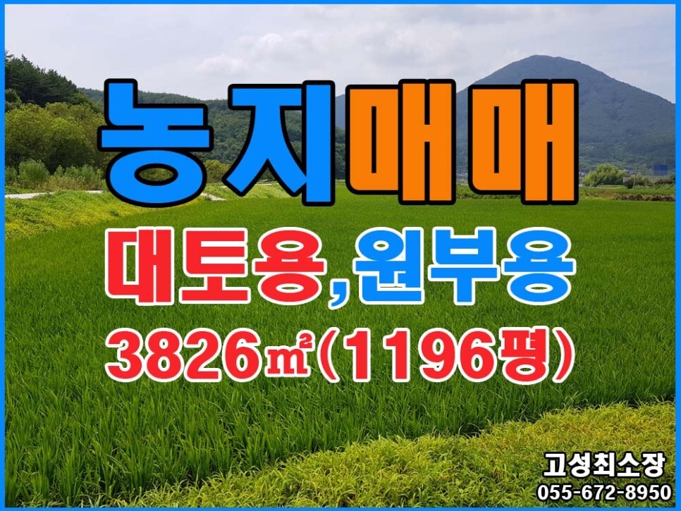  경남고성부동산(토지) ㅡ 대가면 농업보호구역 대토용 농지원부용 추천