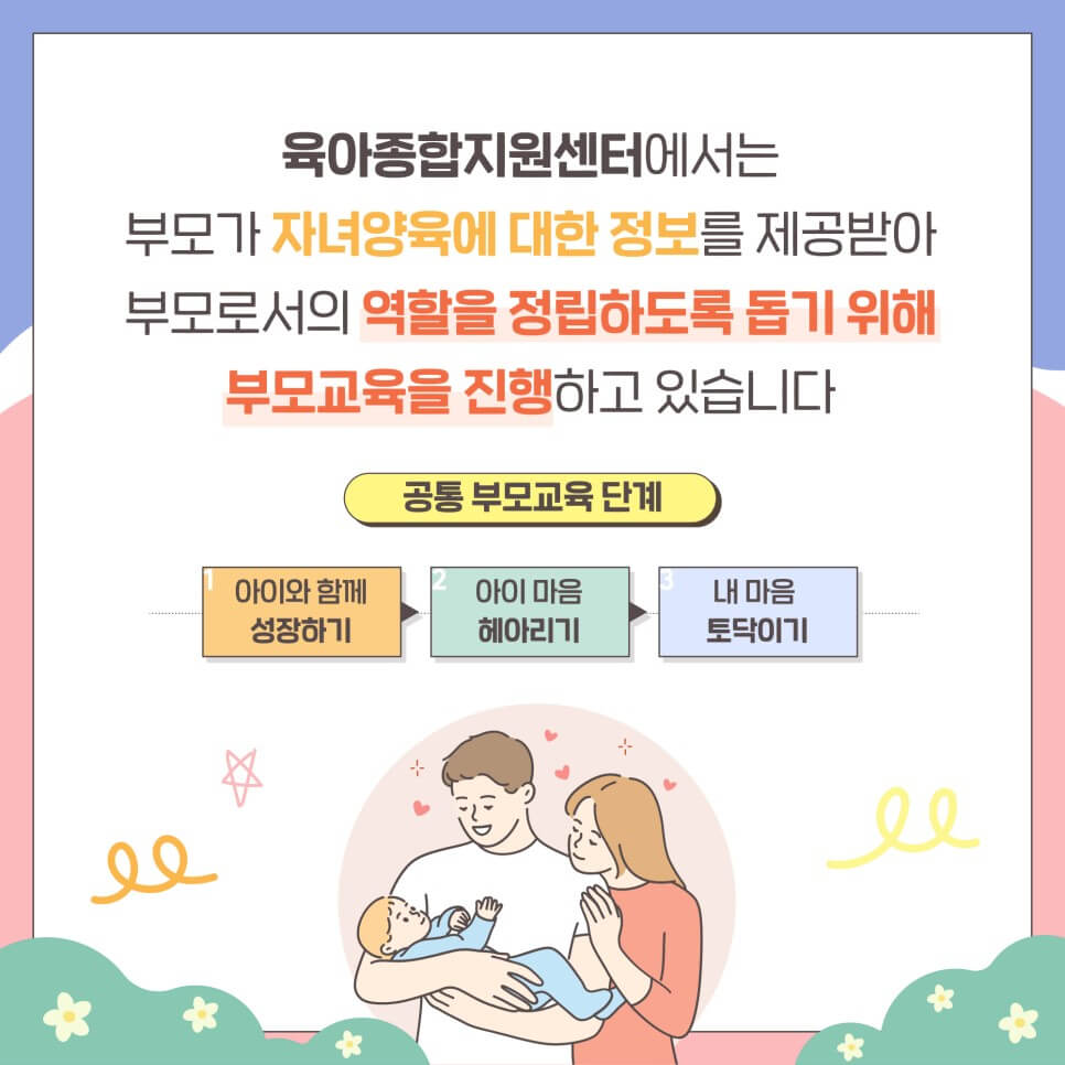 공통부모교육 단계는 3가지 교육으로 이루어집니다.