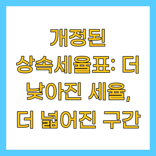 개정된 상속세율표: 더 낮아진 세율, 더 넓어진 구간