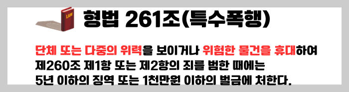 형법상 특수폭행 벌금 형량-1천만원 이하의 벌금