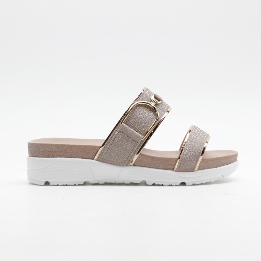  가벼운 투밴딩 은은반짝 4.5cm 웨지 슬리퍼