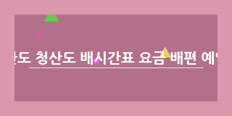 완도 청산도 배시간표 요금 배편 예약_12