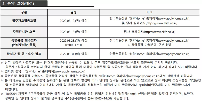 향후 공급 일정