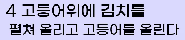  4 고등어위에 김치를 펼쳐 올리고 고등어를 올린다