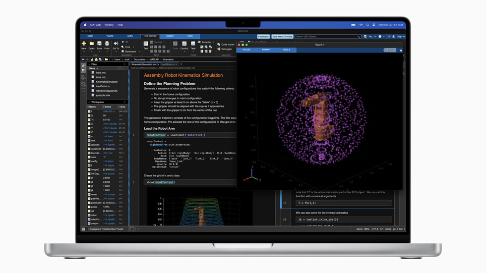 M3 Max를 탑재한 MacBook Pro는 MathWorks MATLAB에서 복잡한 빅데이터 모델을 훨씬 더 효율적으로 처리할 수 있도록 지원한다.