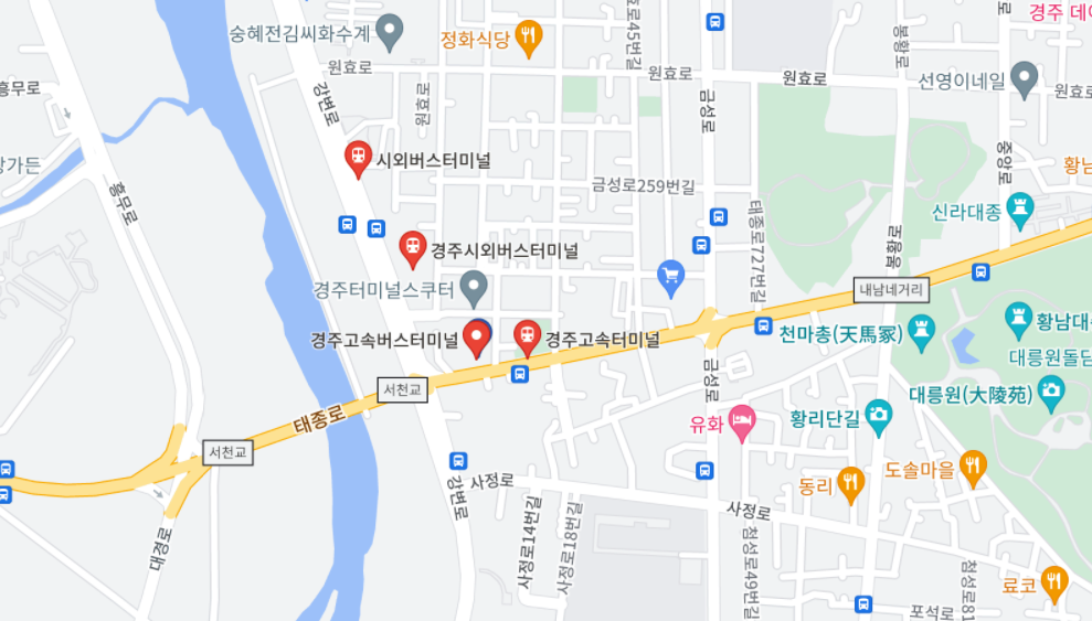 구글-경북경주고속버스터미널위치표시