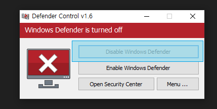 Disble Windows Denfender 선택