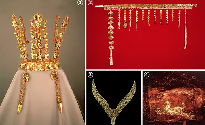 신라시대 금으로 만들어진 유물들