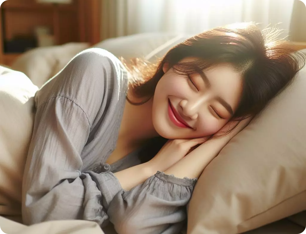 숙면을 취하고 있는 20대 한국인 여성&#44; 수면건강엔 GO슬립 효과