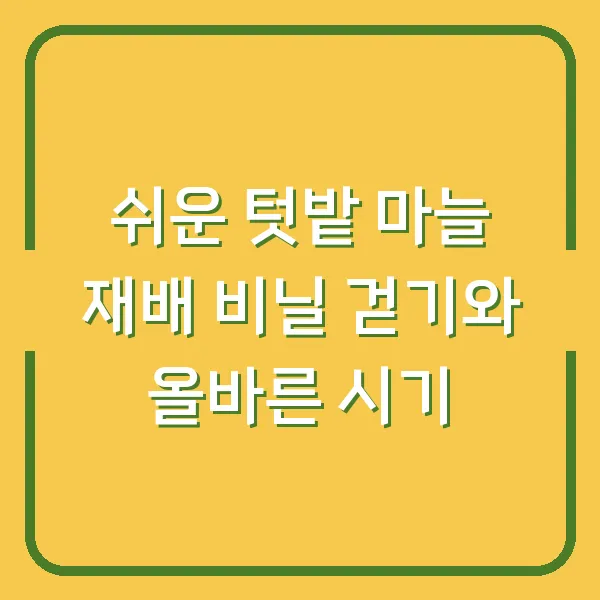 쉬운 텃밭 마늘 재배 비닐 걷기와 올바른 시기