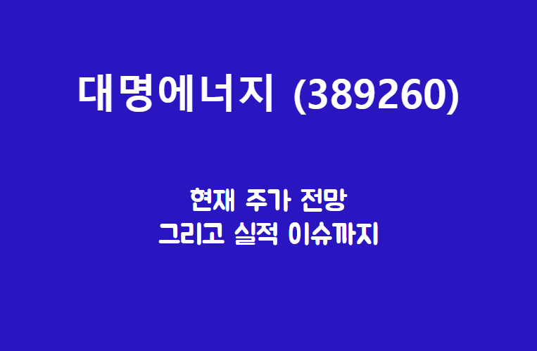  대명에너지 (389260) 주가, 실적, 전망, 기업분석