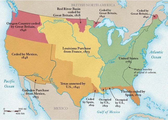 명백한 운명과 미국 서부 개척 지도