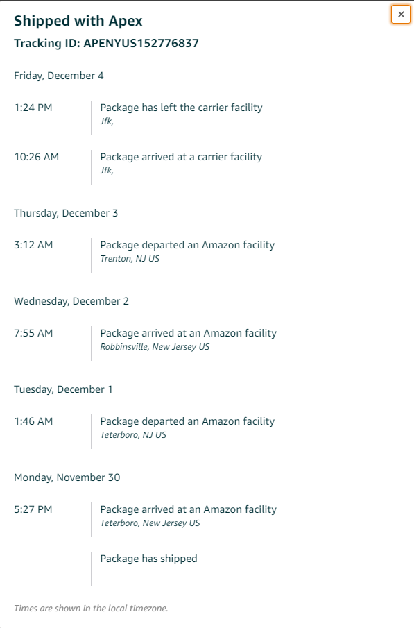  아마존 amazon 직배 배송 조회 방법(Shipped with Apex)
