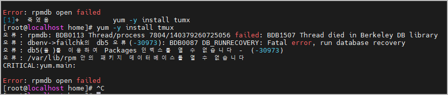  [Linux] yum 명령어 Error: rpmdb open failed