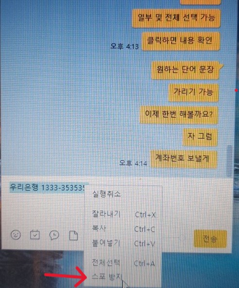 카카오톡 스포방지 기능 사용 방법 관련 이미지
