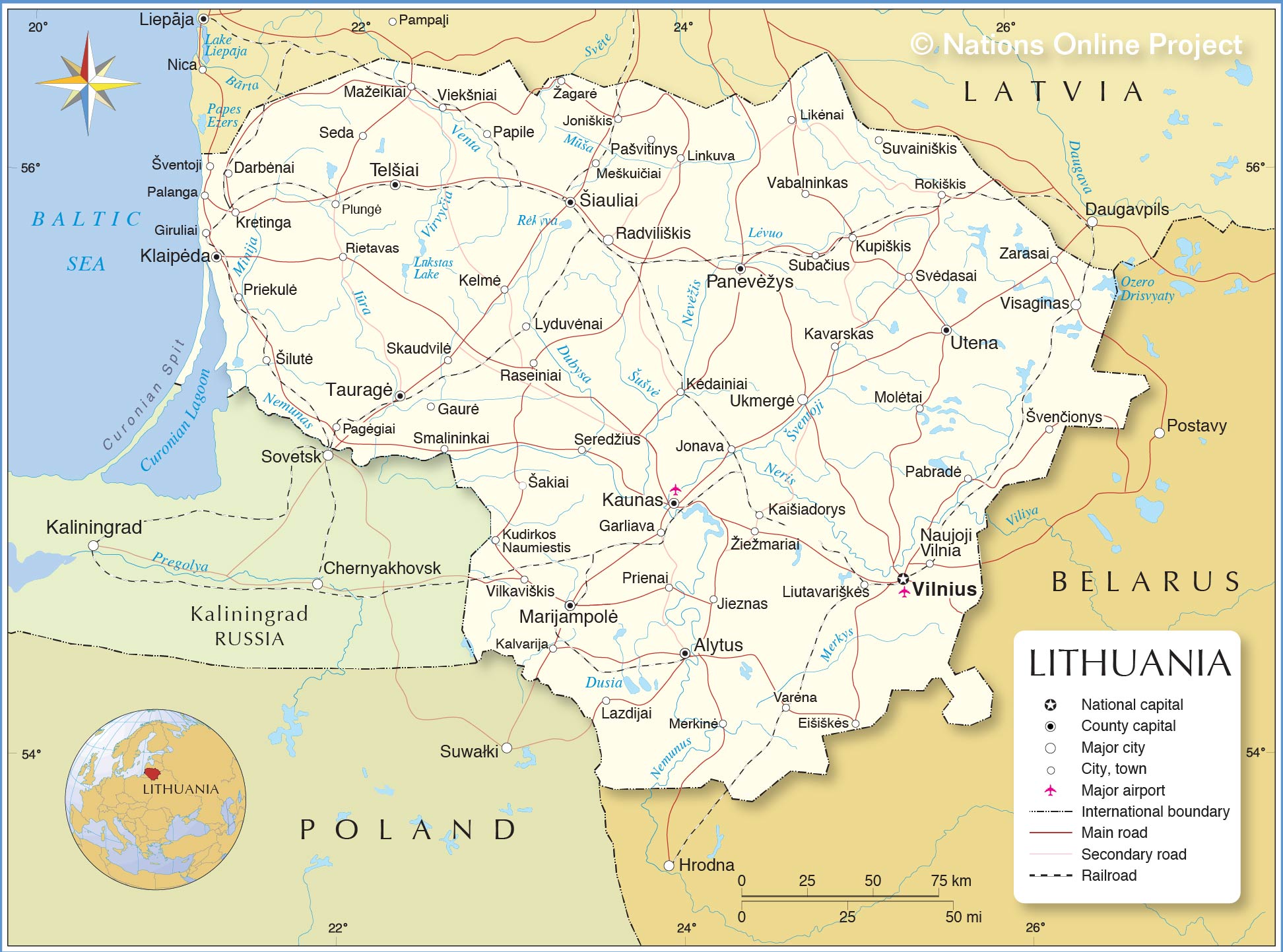 북유럽 리투아니아 지도