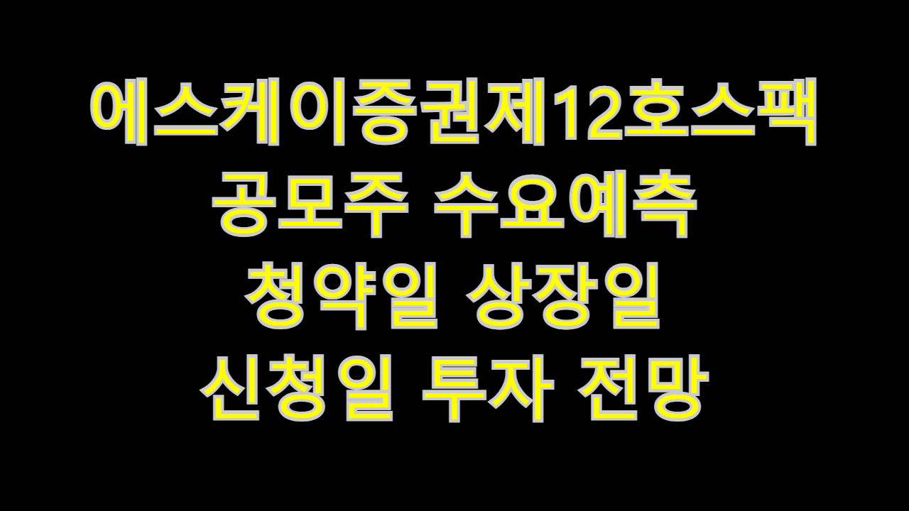  에스케이증권제12호스팩 공모주 수요예측 청약일 상장일 신청일 투자 전망