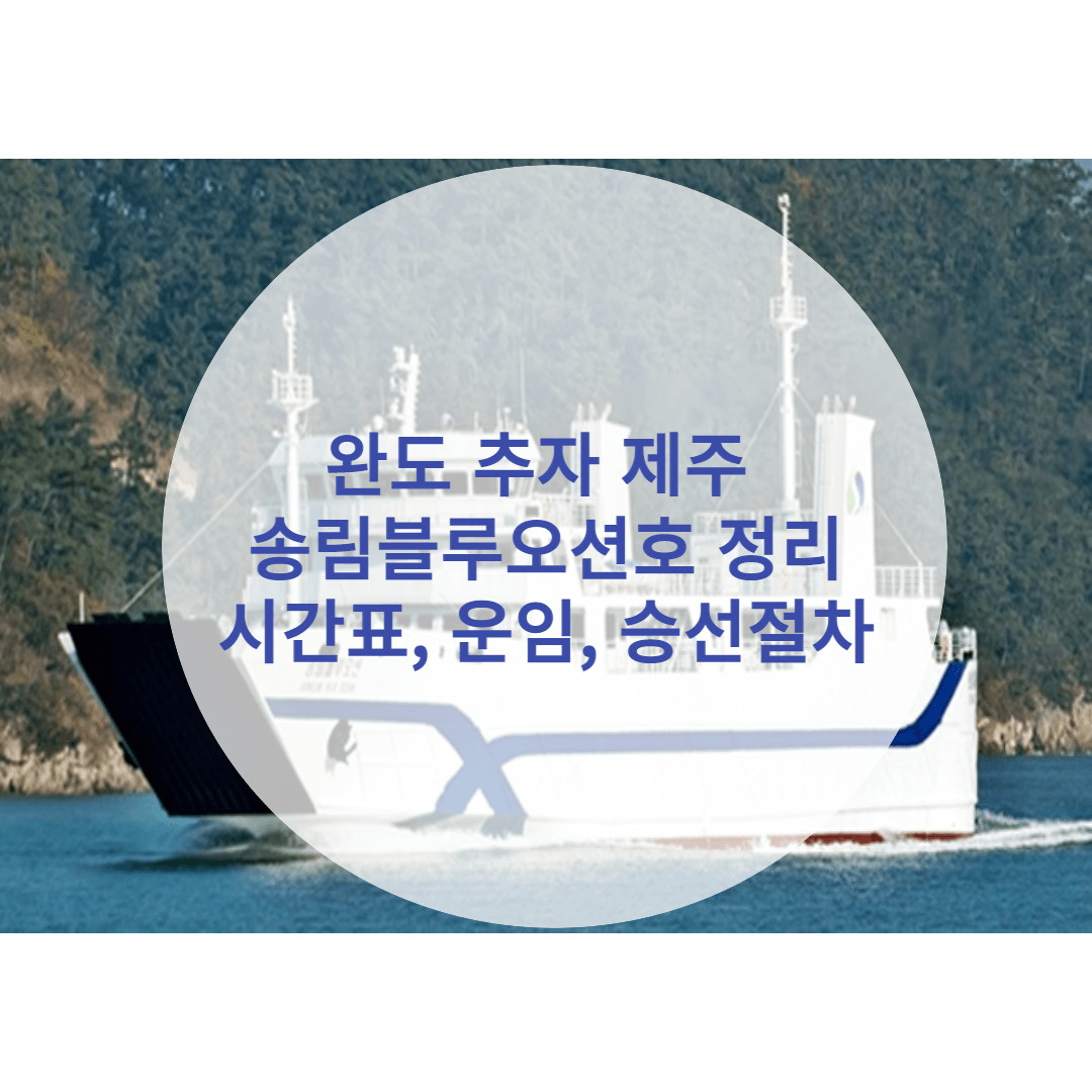  완도 추자도 여객선 송림블루오션호 정리 (시간표, 요금, 승선절차)