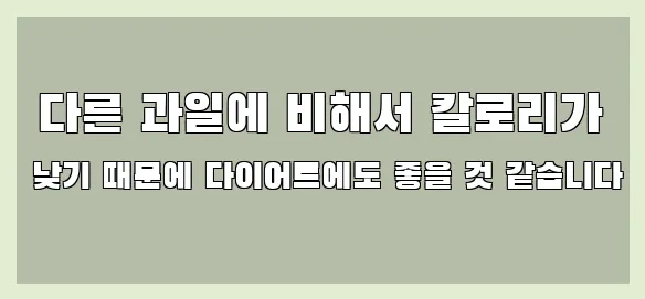  다른 과일에 비해서 칼로리가 낮기 때문에 다이어트에도 좋을 것 같습니다