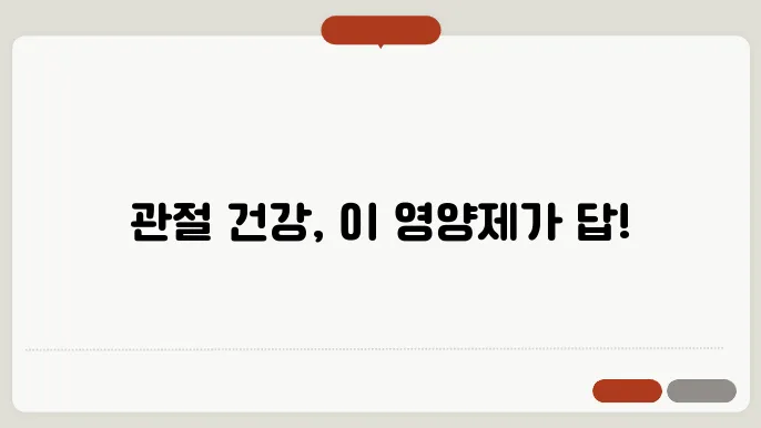 관절염 예방에 도움이 되는 영양제와 보충제 추천