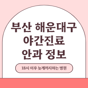 부산 해운대구 야간진료 안과 병원 (18시 이후 늦게까지하는 병원)