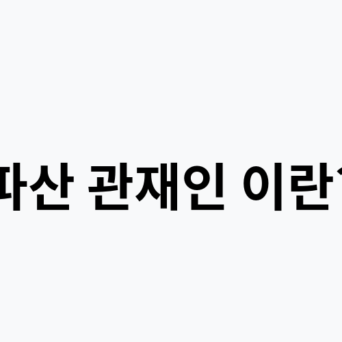 파산 관재인 이란?