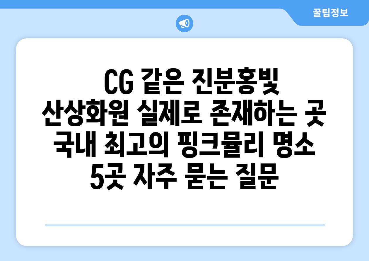   CG 같은 진분홍빛 산상화원 실제로 존재하는 곳  국내 최고의 핑크뮬리 명소 5곳 자주 묻는 질문