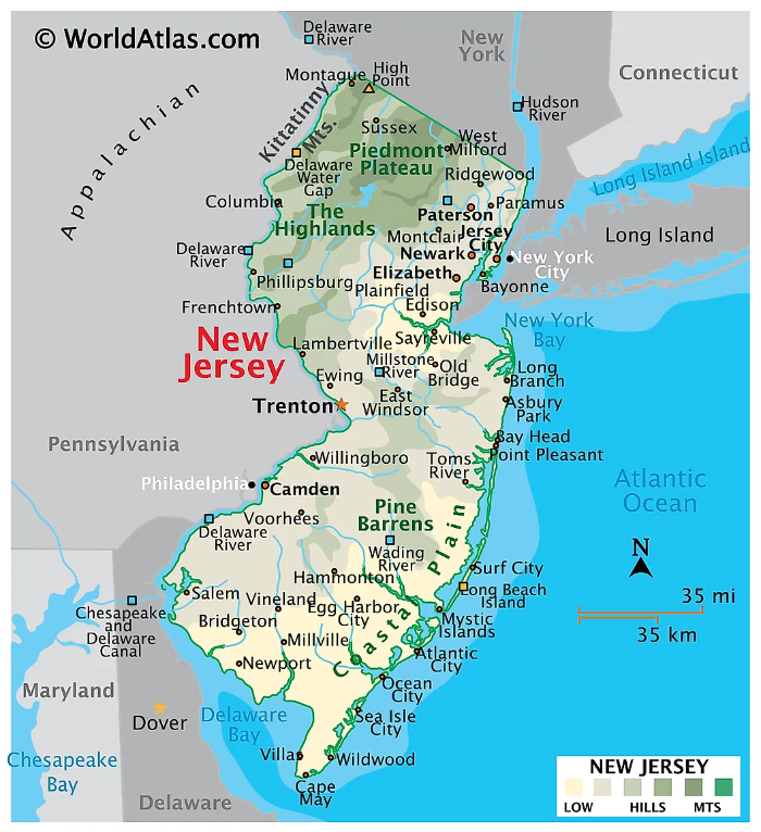 뉴저지 지도