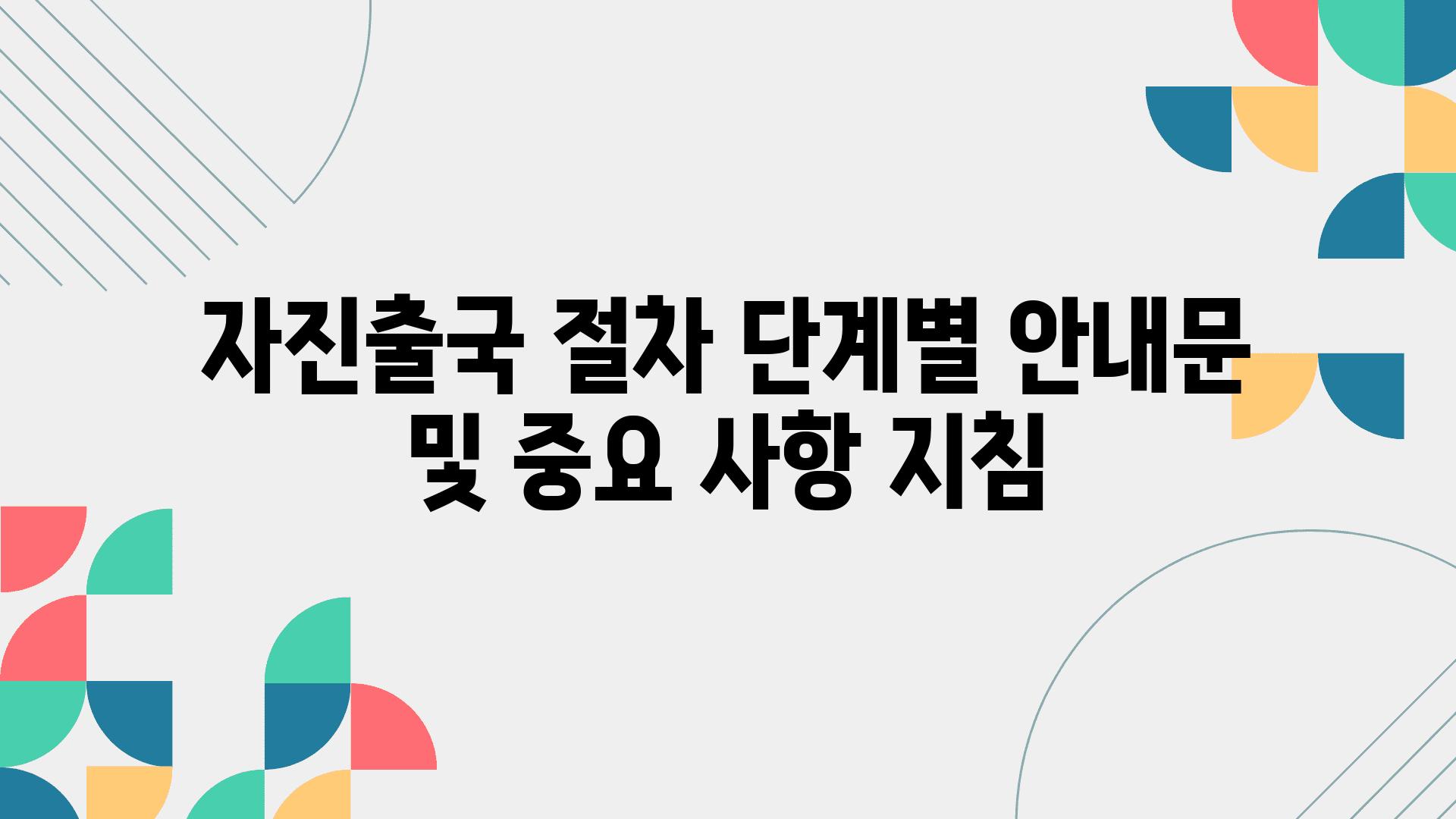 자진출국 절차 단계별 공지문 및 중요 사항 방법