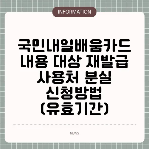 국민내일배움카드 내용 대상 재발급 사용처 분실 신청방법 (유효기간)