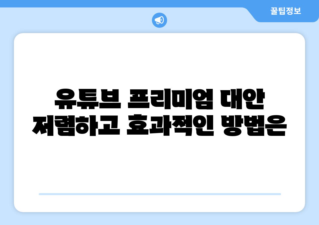 유튜브 프리미엄 대안 저렴하고 효과적인 방법은