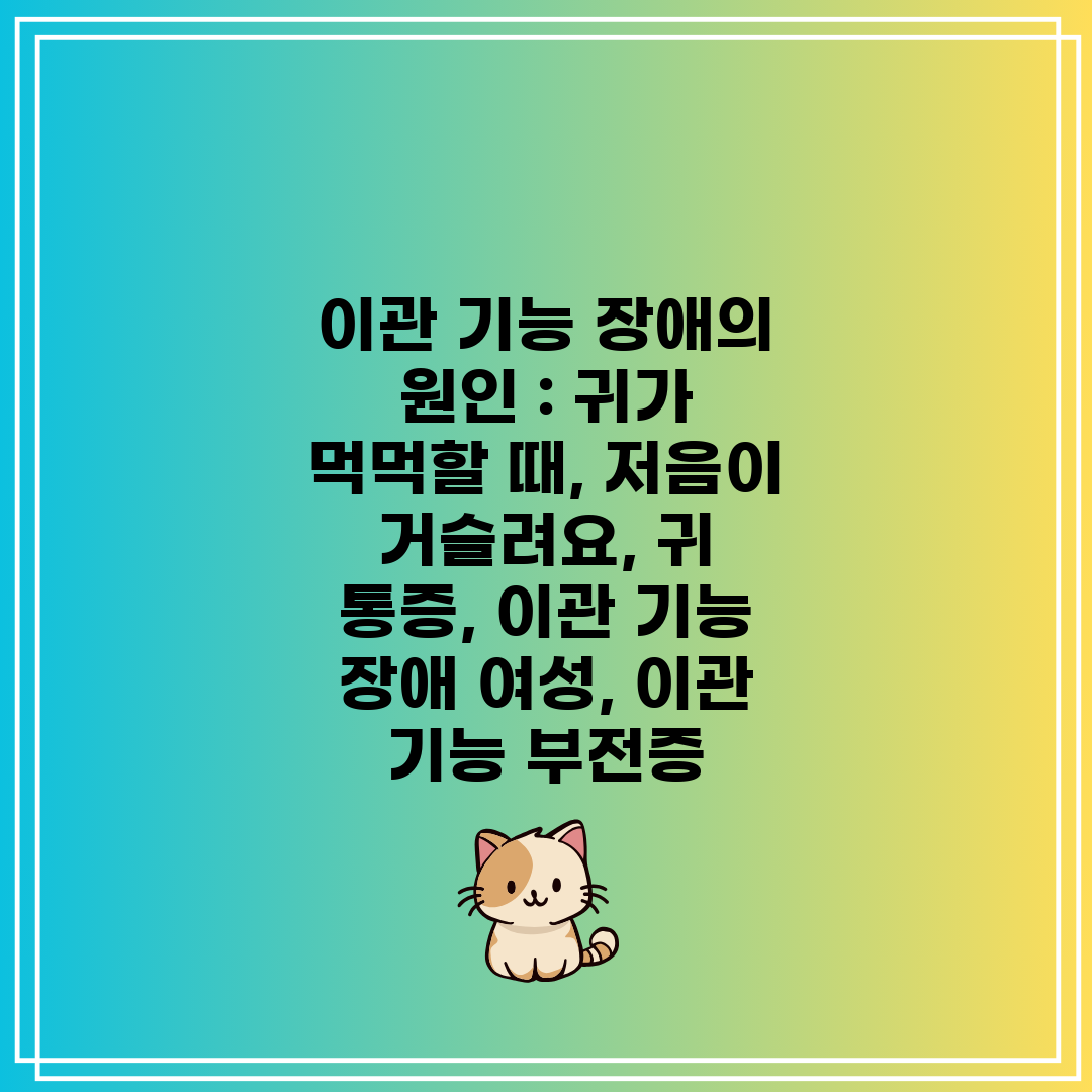 이관 기능 장애의 원인  귀가 먹먹할 때, 저음이 거슬