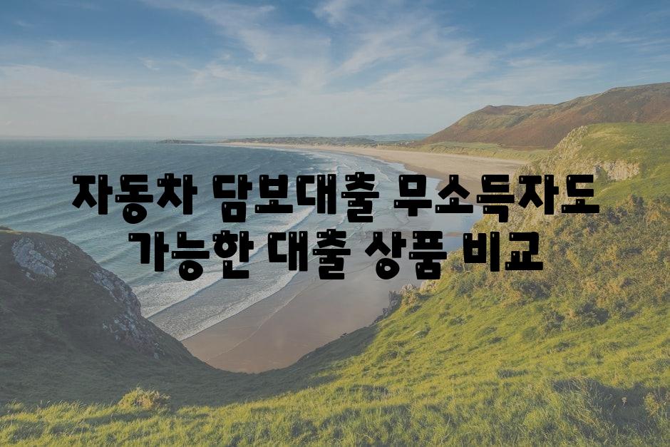 자동차 담보대출 무소득자도 가능한 대출 제품 비교