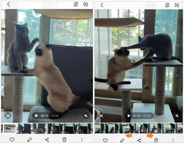 '영상 상세하게 보기'에서 좌우로 움직여 중앙 기준선에 원하는 장면을 맞춥니다.