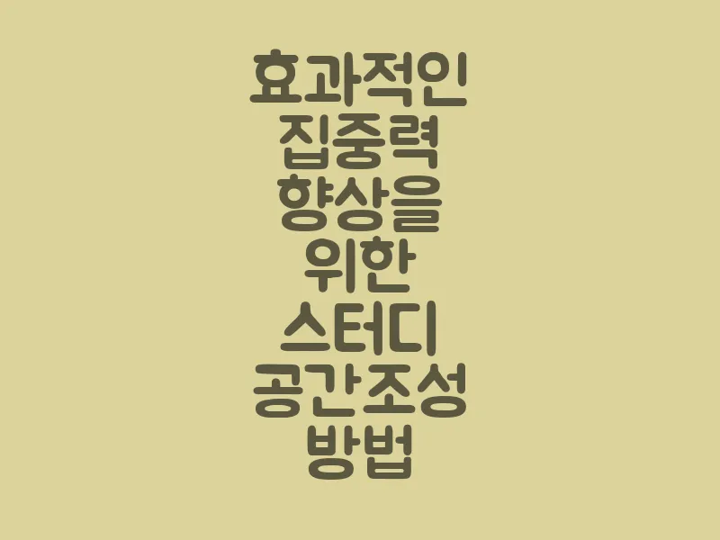 효과적인 집중력 향상을 위한 스터디 공간 조성 방법