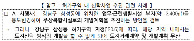  토지거래허가구역 내 신탁을 통한 신규주택 공급 허용