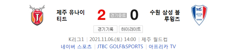  35라운드 K리그1 - 제주 대 수원 (2021년 시즌 축구 경기 하이라이트)