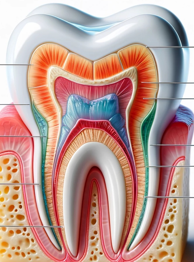 이빨 시림 증상 설명을 위한 치아 구조 이미지