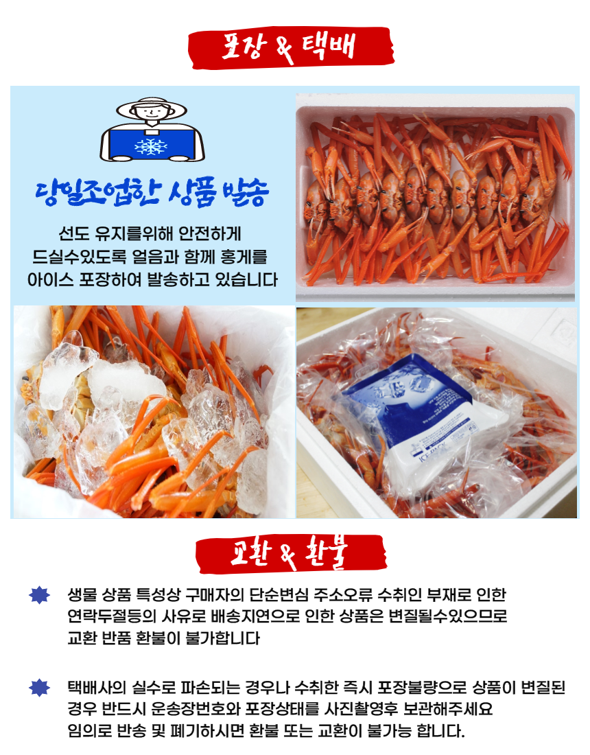  홍게 포장택배 - 당일발송