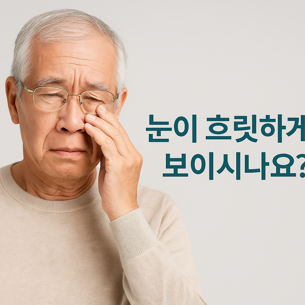 눈이 흐릿하게 보이는 어르신의 표정