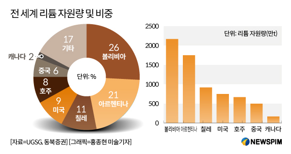 리튬 자원량 순위 비중