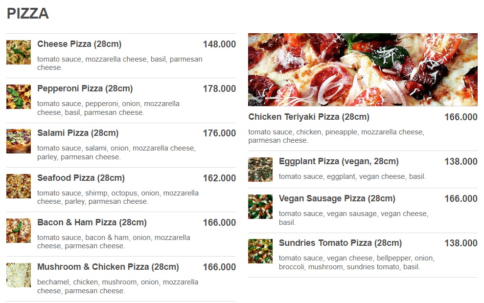 호치민 빈탄군 피자&#44; 파스타 배달 전문점 En&#39;s Kitchen 메뉴(1)